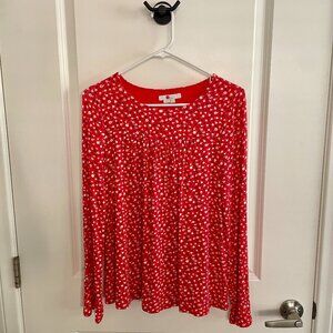 Boden Red Floral Long Sleeve Top, US 2